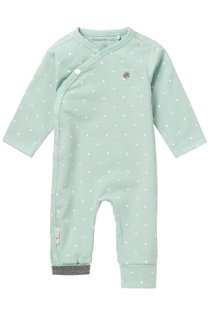 Organic Romper with Stars Print sage