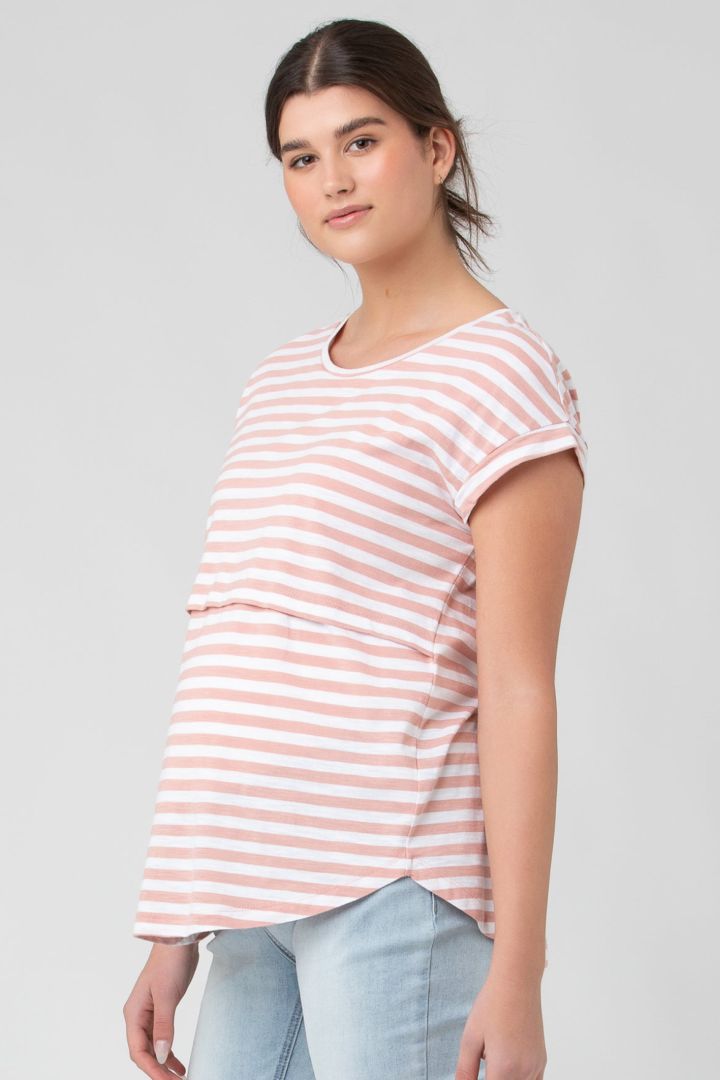 Umstands- und Stillshirt gestreift rosa-weiß