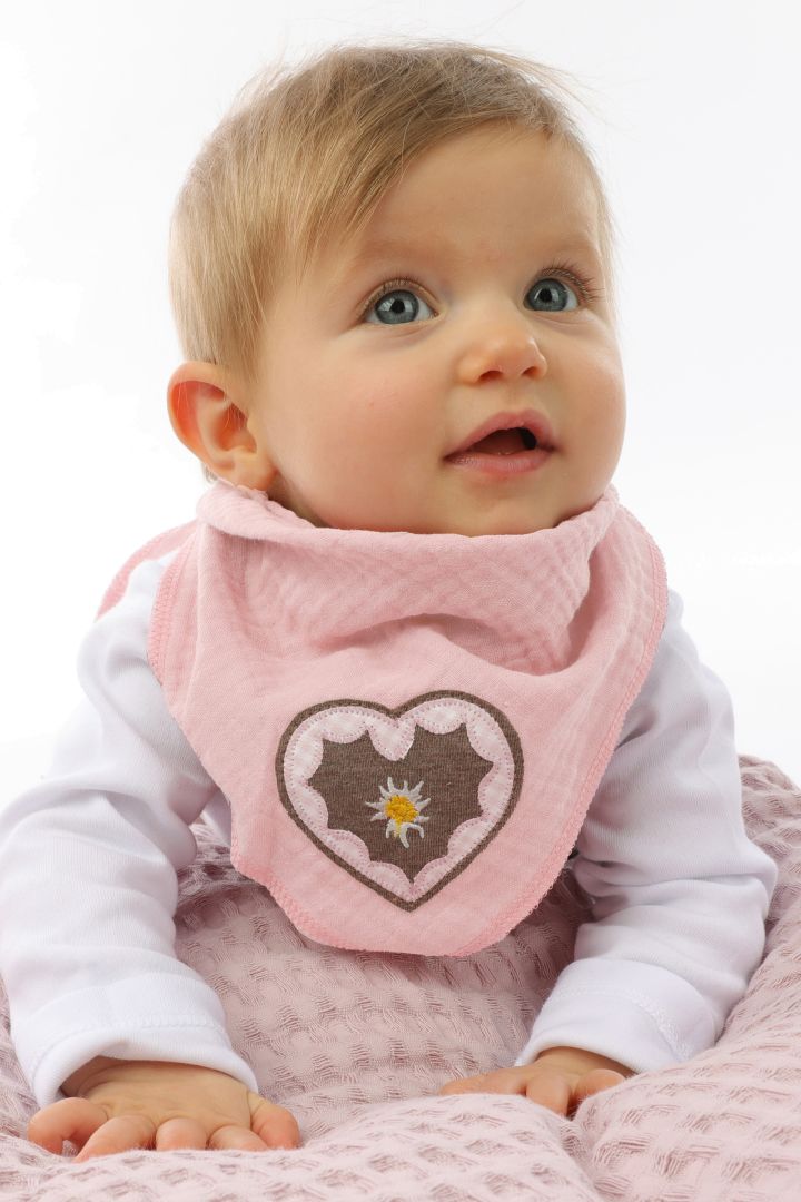 Musselin Trachten Halstuch Lebkuchenherz rosa