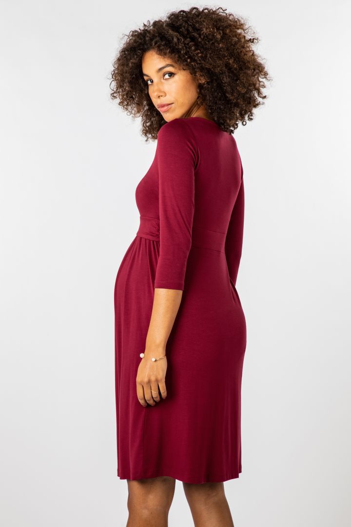 Ecovero Rundhals Umstands- und Stillkleid bordeaux
