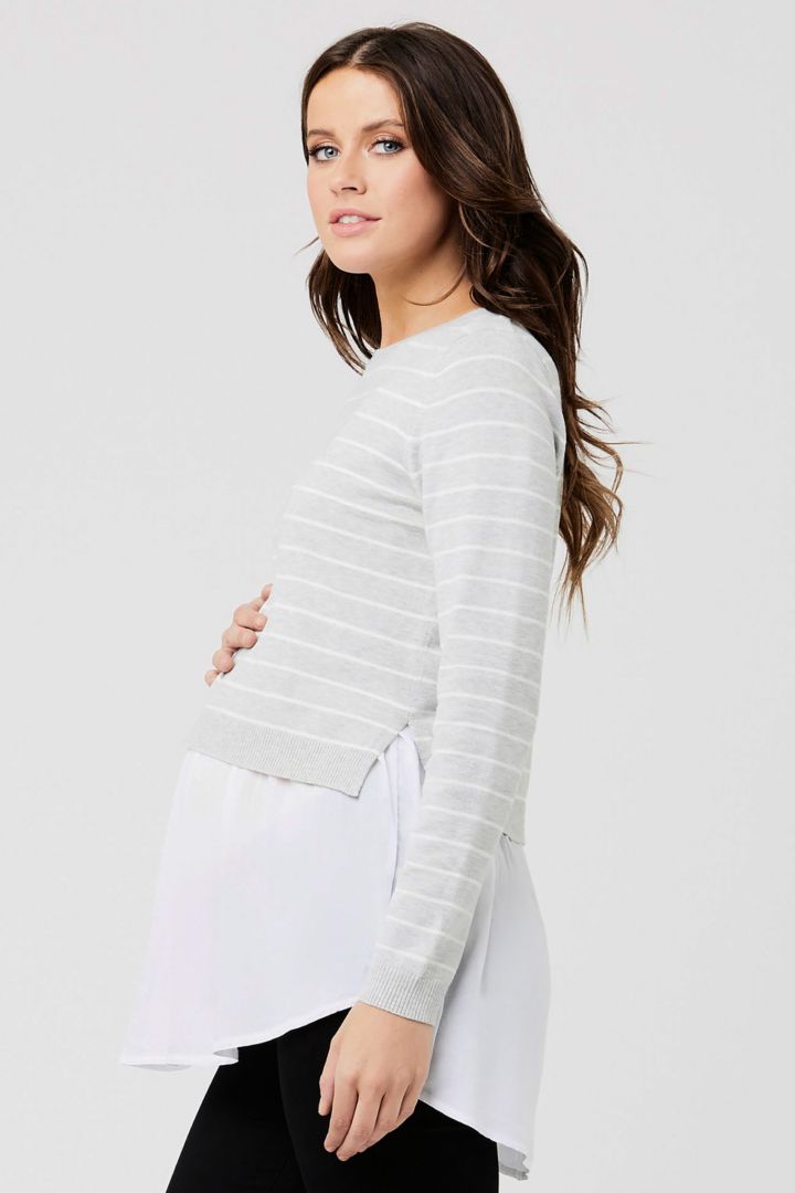 Two-Layer Maternity and Nursing Jumper with Stripes