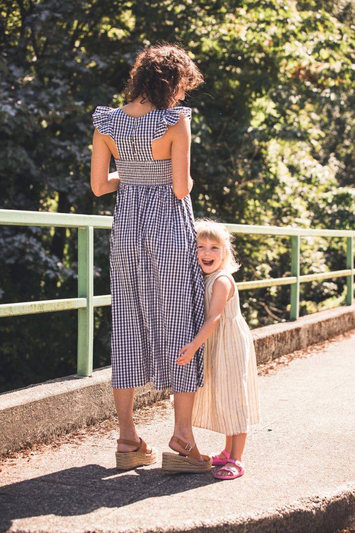 Ginham Maternity Dress with Ruffles