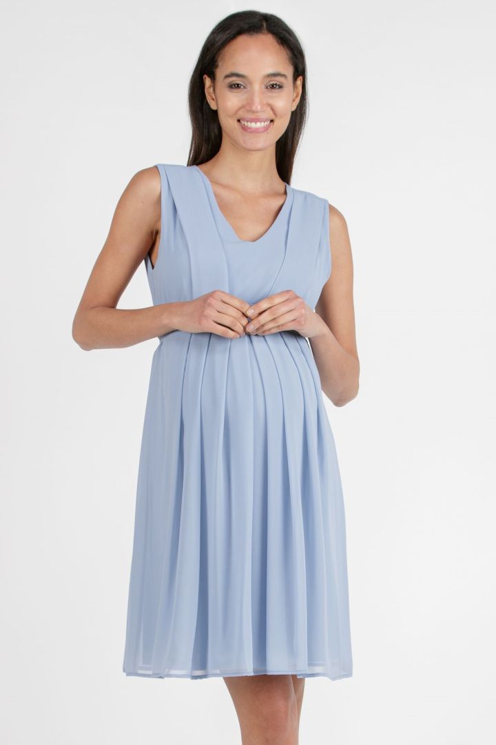 Chiffon Maternity and Nursing Dress light blue