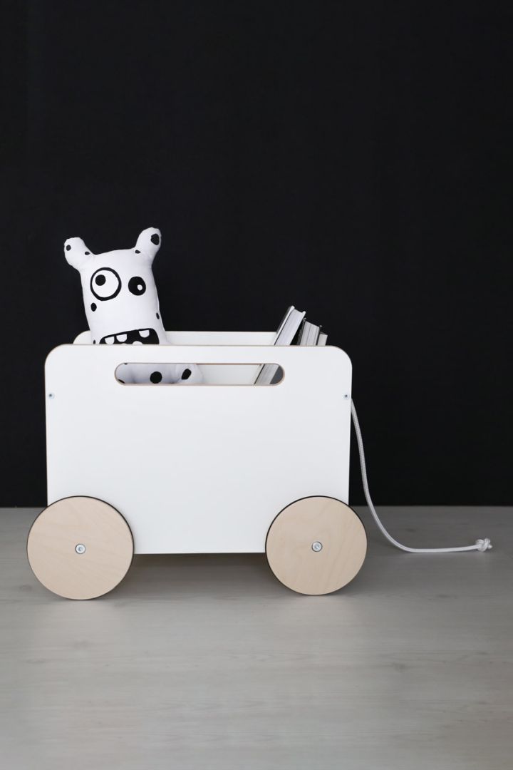 Spielzeugkiste auf Rädern weiß