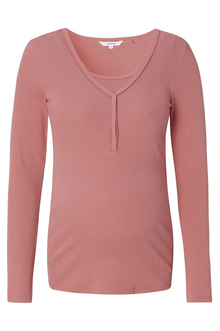 Organic Ripp Umstands- und Stillshirt langarm light terracotta