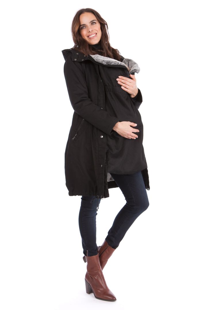 Premium Umstandsparka und Tragejacke schwarz