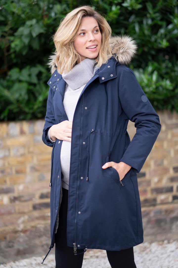 3-in-1 Premium Maternity Parka with Baby Carrier navy