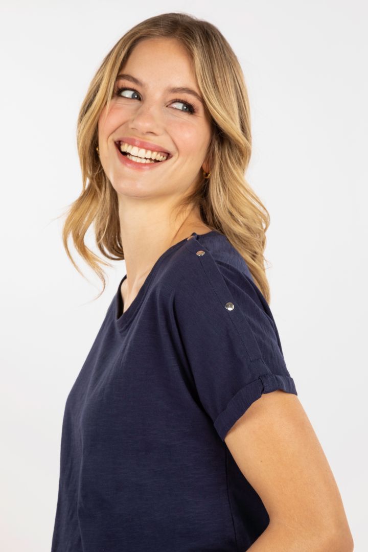 Organic Relaxed Maternity Shirt with Nursing Opening navy