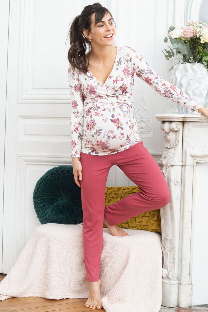 Umstands- und Stillpyjama mit Blumenmuster