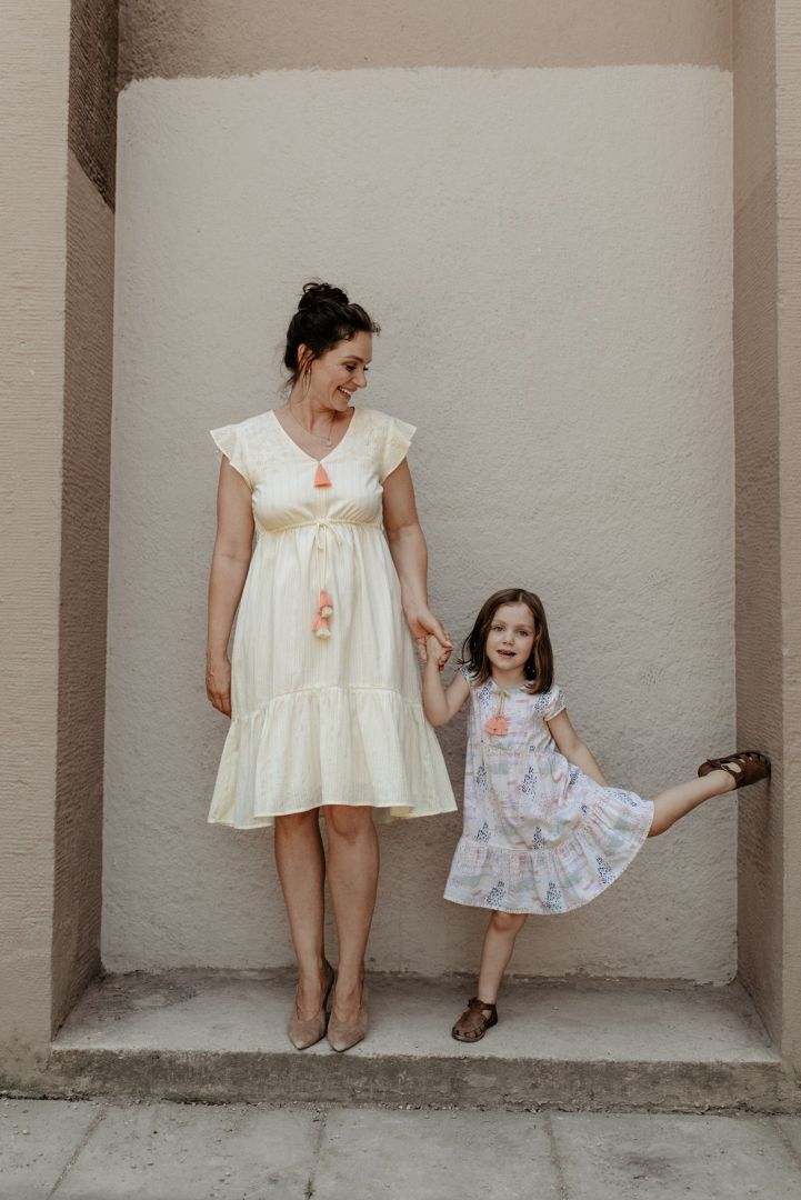 Umstands- und Stillkleid mit Quastengürtel vanilla