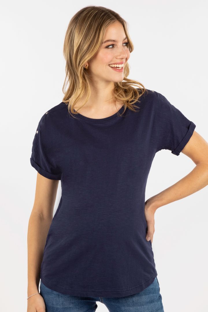 Organic Relaxed Maternity Shirt with Nursing Opening navy