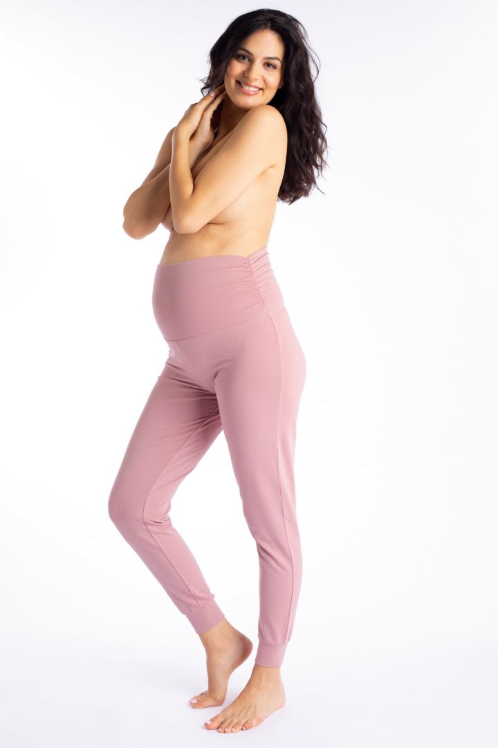 Organic Foldover Maternity Lounge and Pyjama Trousers pink