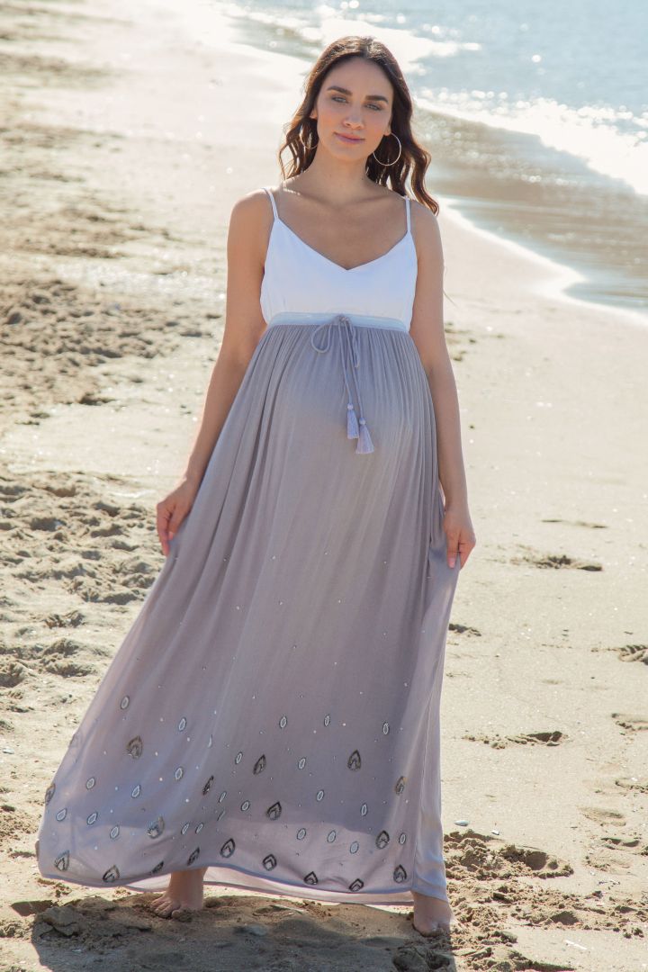 Maxi Maternity Skirt with Appliqués