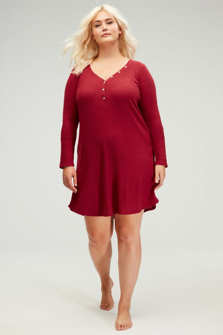 Henley Maternity Nightie red