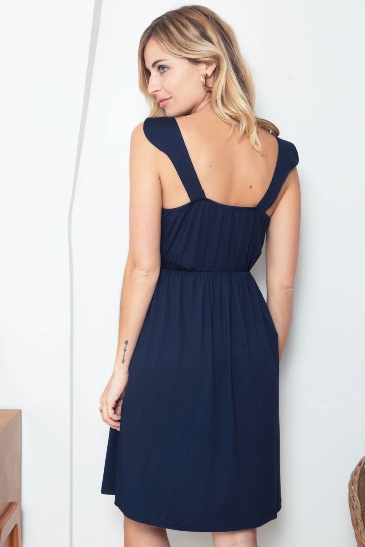 Ecovero Umstands- und Still-Trägerkleid navy