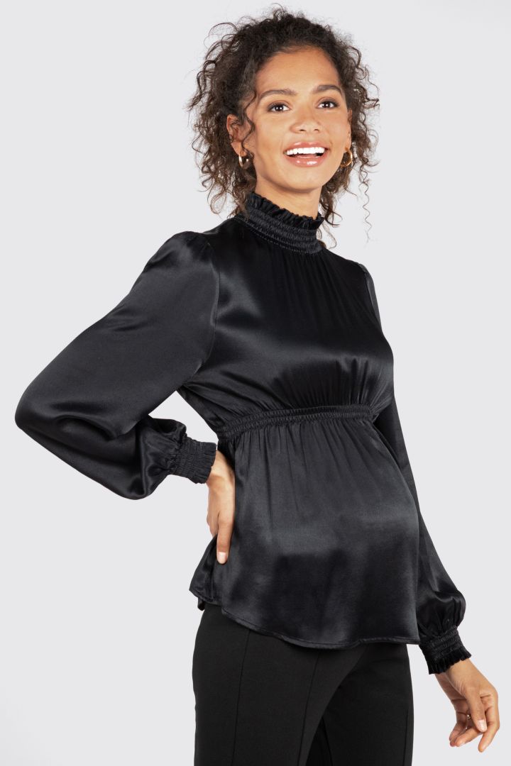 Umstands-Abendbluse mit Stehkragen