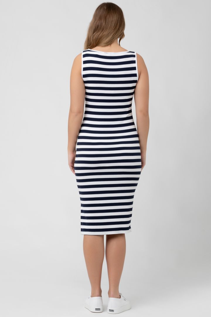 Rib Umstands- und Stillkleid mit Streifen