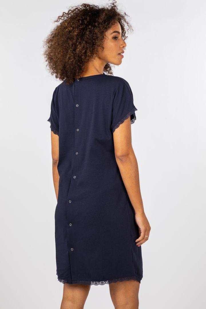 Organic Geburtskleid und Stillnachthemd navy