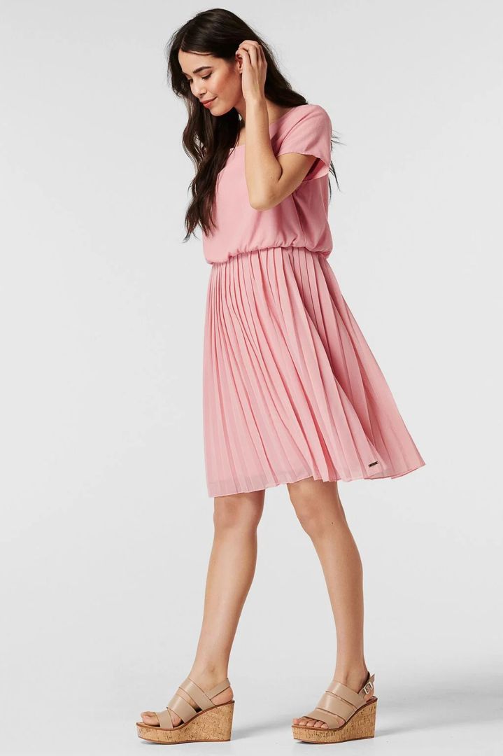 Pleated Maternity and Nursing Dress rose