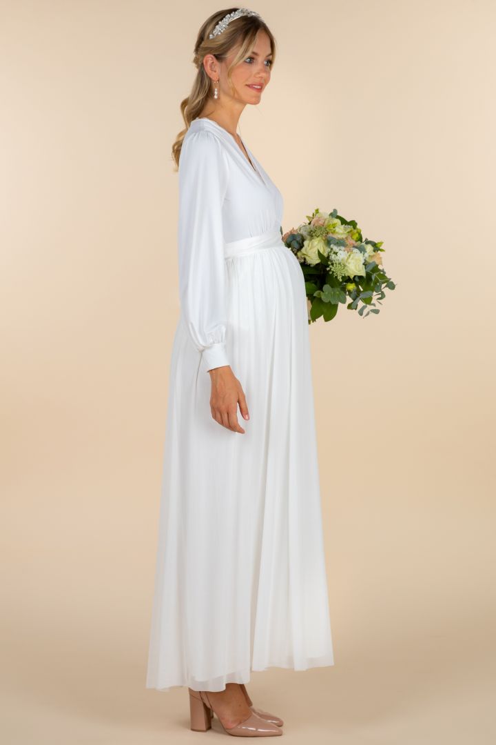 Maxi Umstandsbrautrock aus Tüll elfenbein