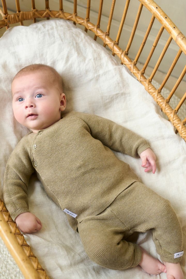 Organic Baby-Strickhose khaki light