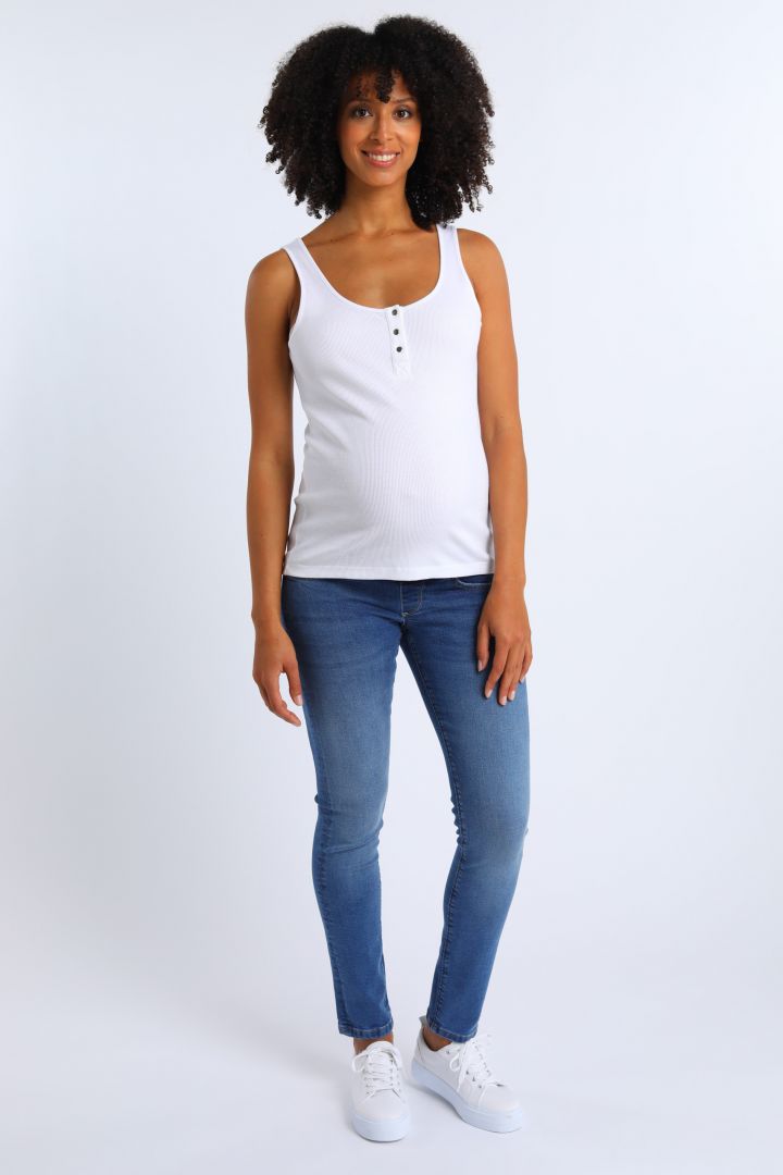 Organic Maternity and Nursing Top with Button Front white