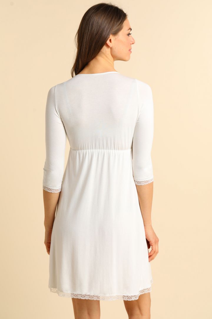 Cache-Coeur Maternity and Nursing Nightie with Lace ecru