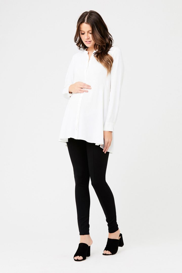 Peplum maternity and nursing blouse in white