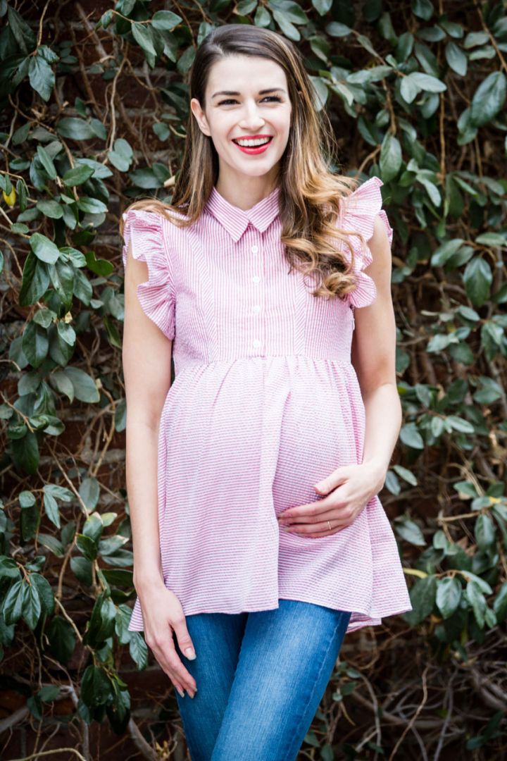 Seersucker Umstands- und Stillbluse