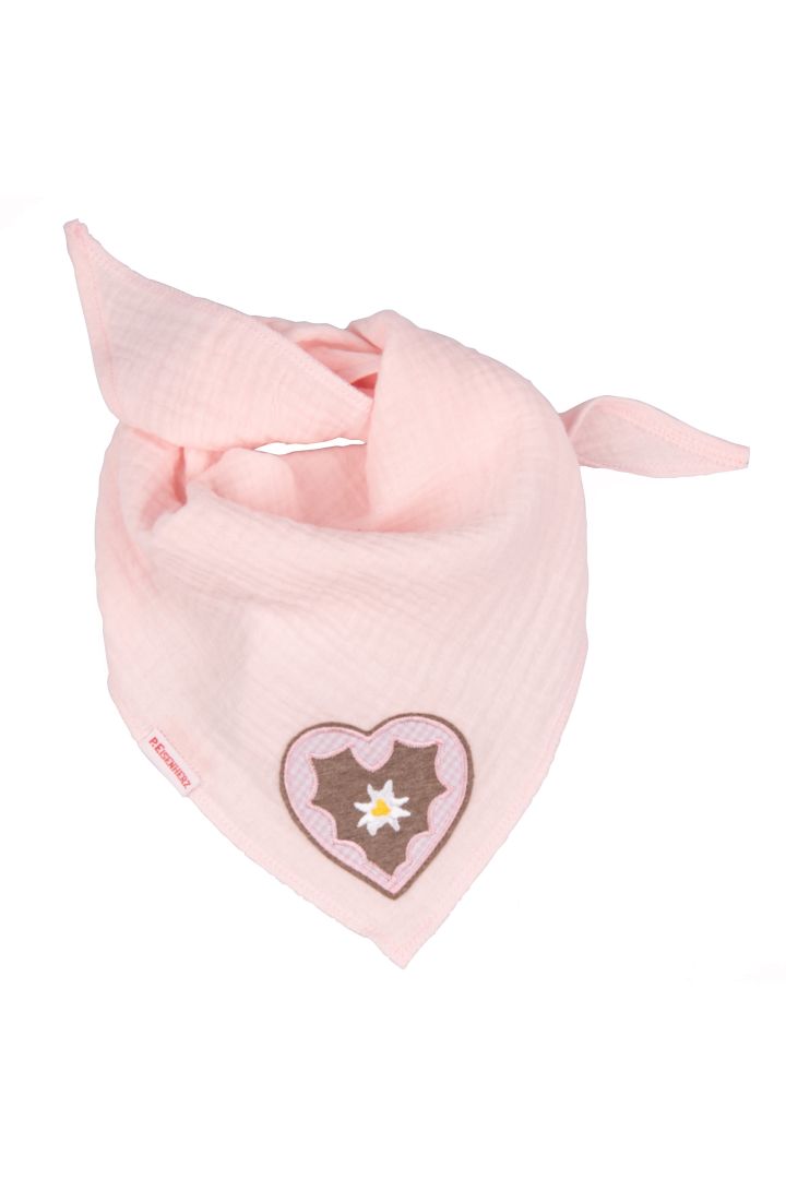 Musselin Trachten Halstuch Lebkuchenherz rosa
