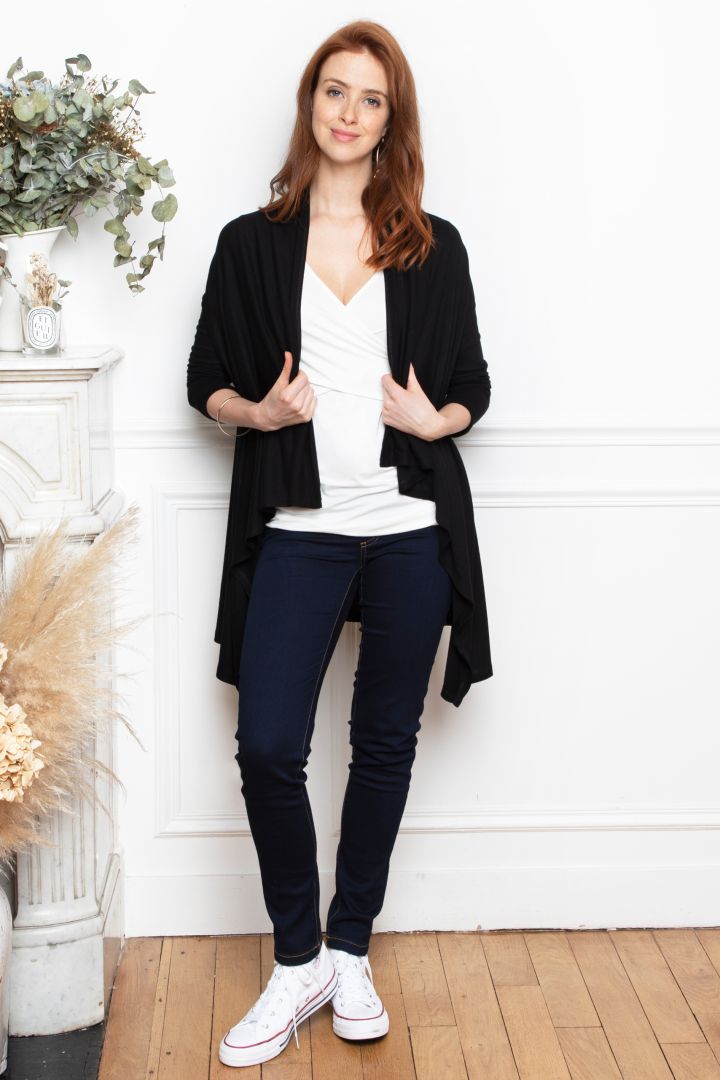Umstands- und Still-Cardigan mit Schalfronten schwarz