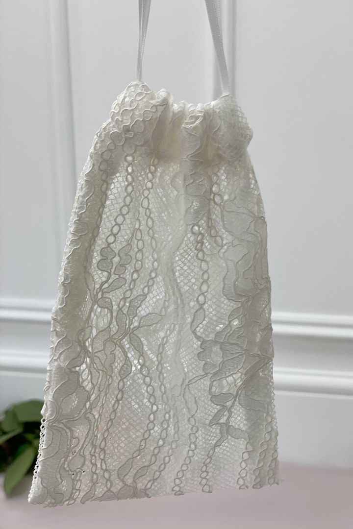 Wedding Face Mask with Floral Lace and Pouch