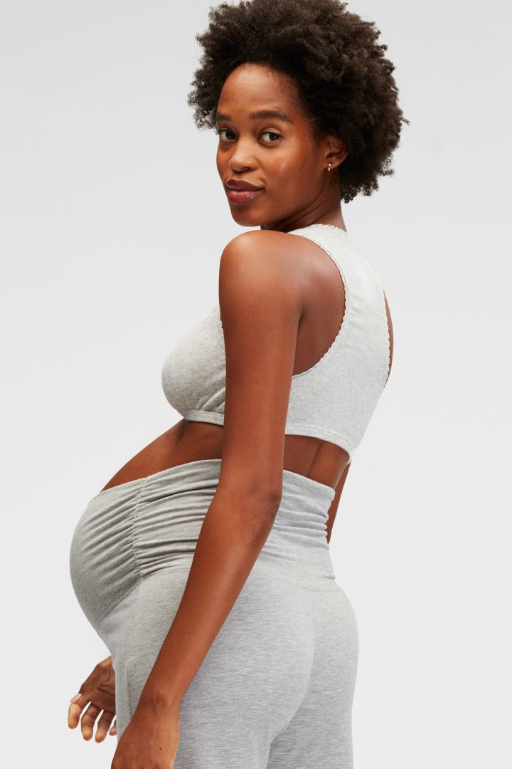 Schlaf Still BH mit Rippstruktur grau melange