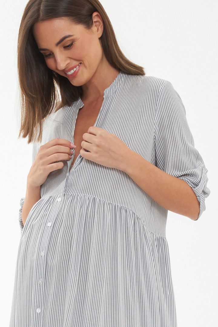 Maternity and Nursing Tunic Dress with Stripes