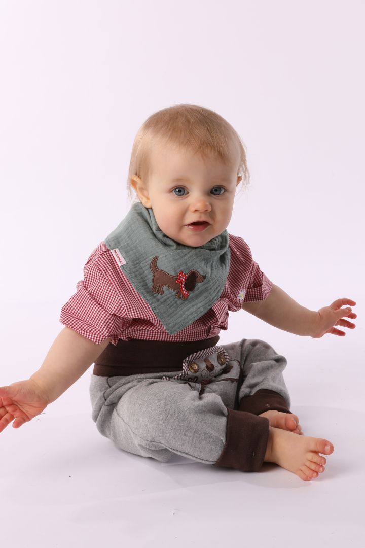 Trachtenhose in Lederhosenoptik und Eichblattstickerei