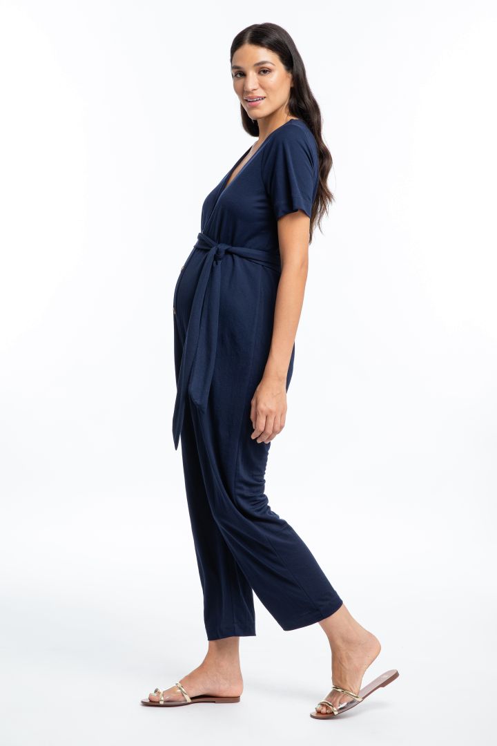 Umstands- und Still-Jumpsuit mit Knopfleiste navy