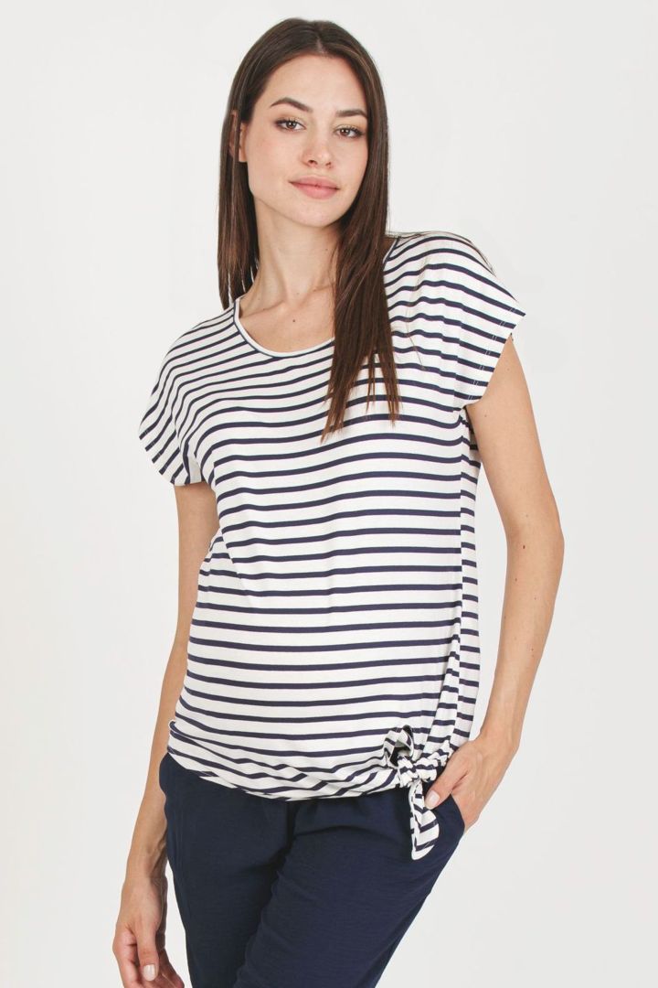 Umstandsshirt zum Knoten gestreift