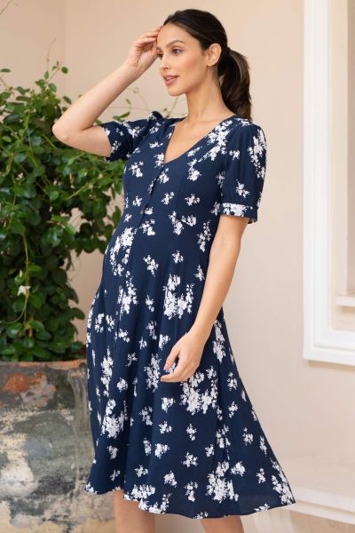 Maternity and Nursing Dress with Floral Print