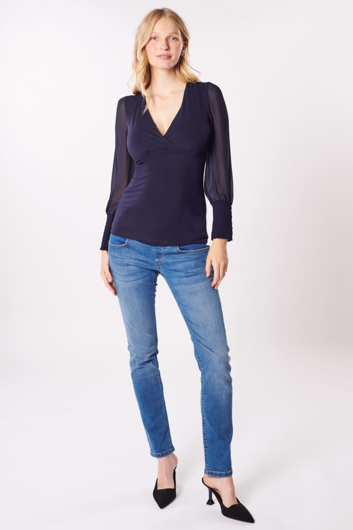 Umstands- und Stillshirt mit Chiffonärmeln navy
