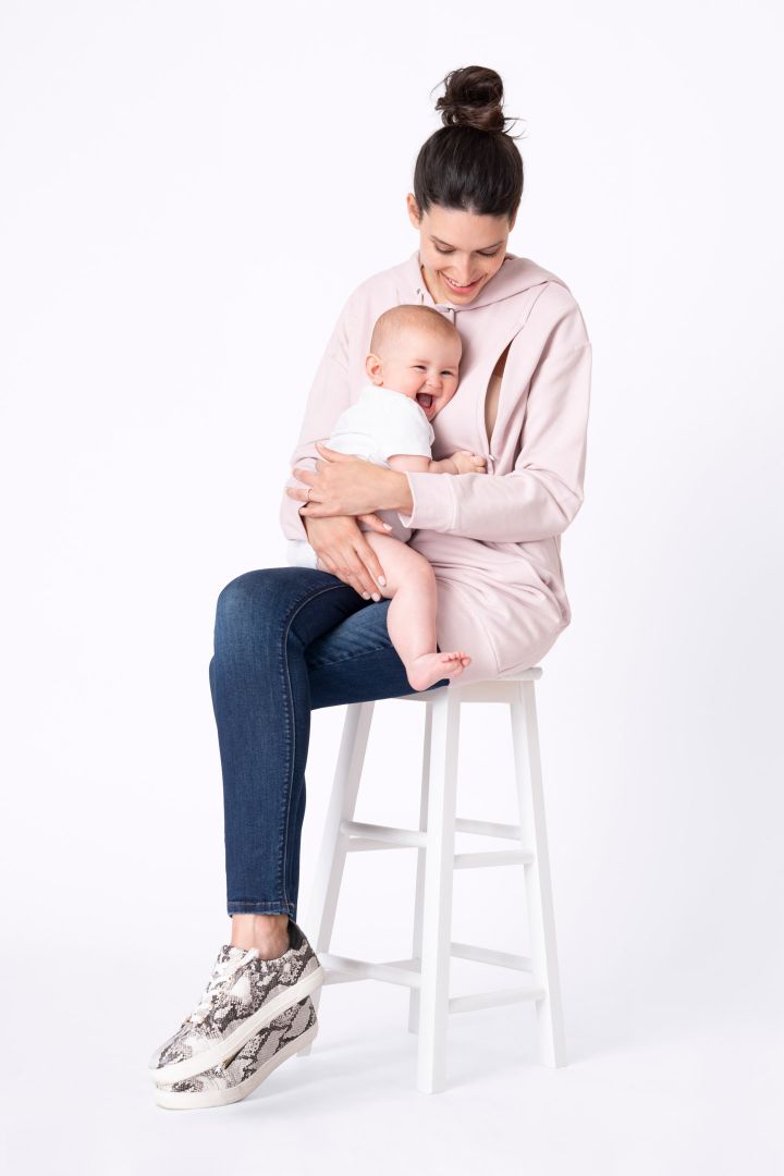 Maternity and nursing hoodie, pink