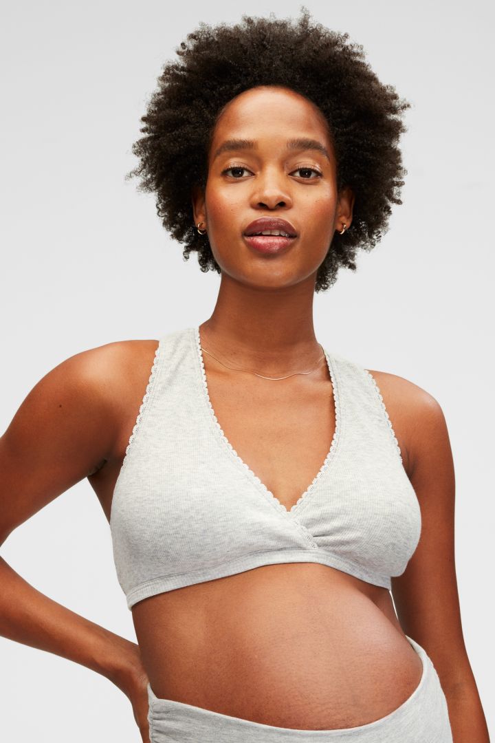 Schlaf Still BH mit Rippstruktur grau melange