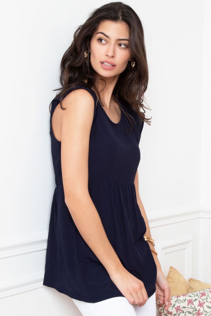 Umstandstunika mit Rüschenärmeln navy