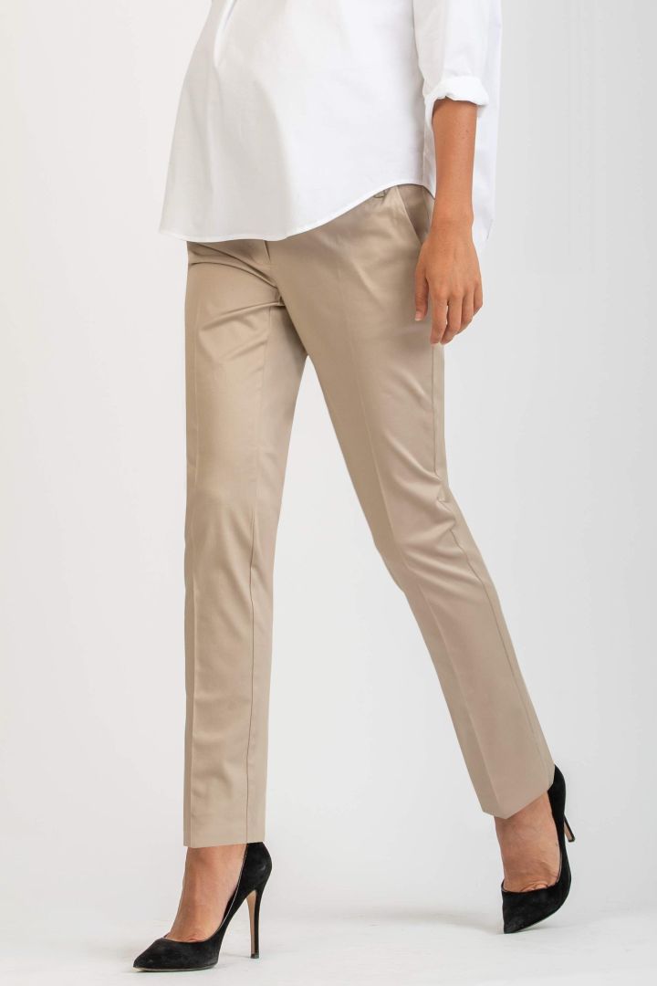 Baumwoll-Satin Umstandshose beige