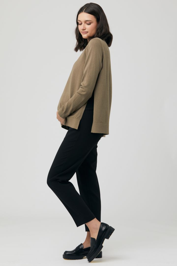 2 in 1 Umstandspullover und Shirt mit Stillöffnung olive