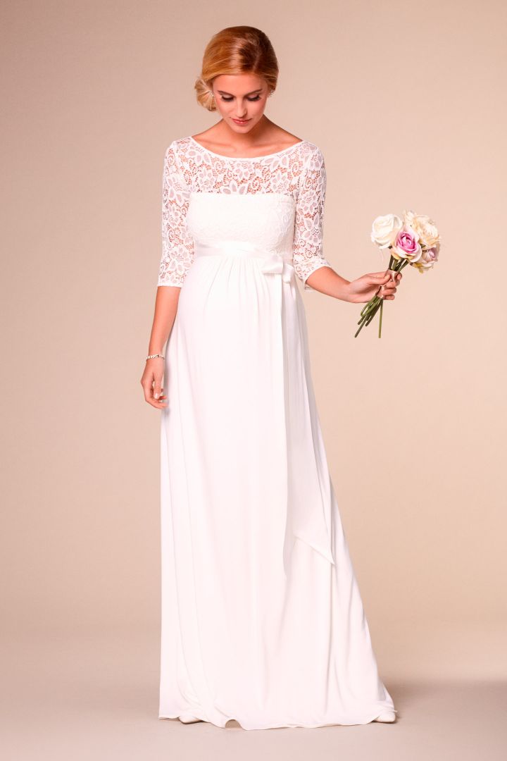 Umstandsbrautkleid mit Rückenausschnitt lang