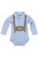 Vorschau: Trachten Langarm Body mit Hosenträgeroptik vichy hellblau