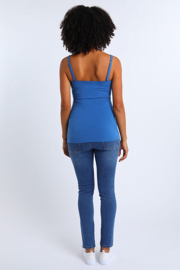 Umstands- und Stilltop mit Spitze aus Bio-Baumwolle blau