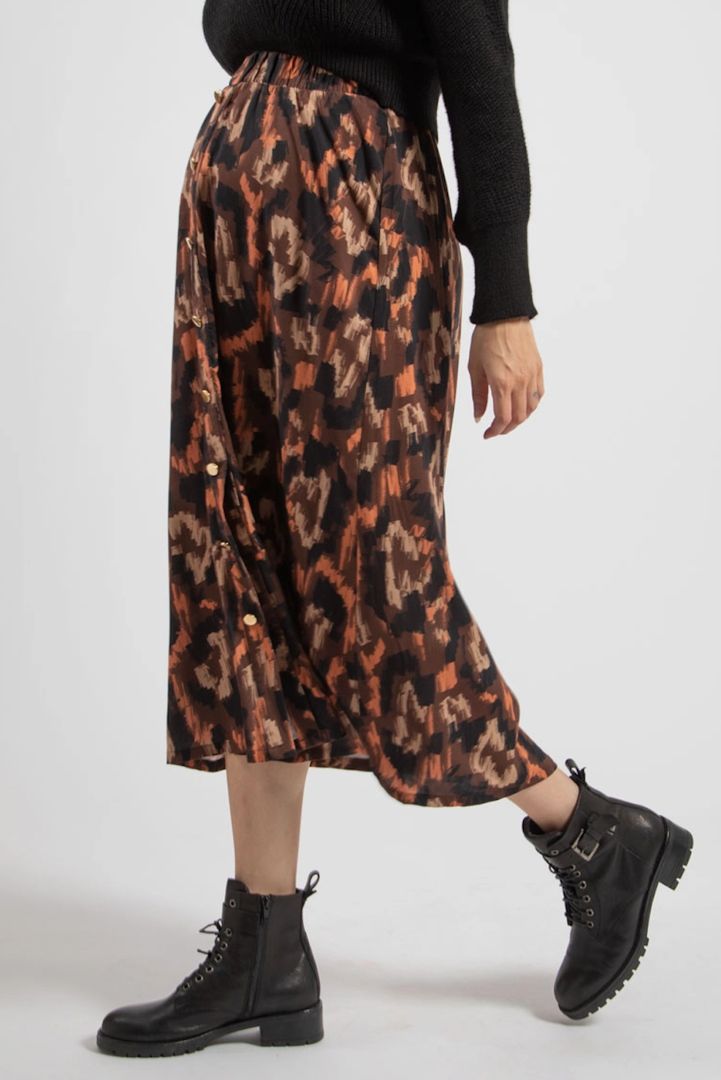 Midi Umstandsrock mit Knöpfen und Ethno Print