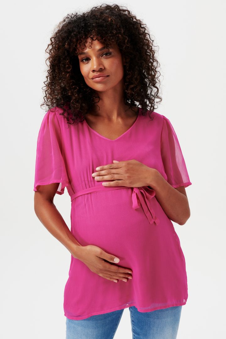 Eco Chiffon Umstandsbluse fuchsia