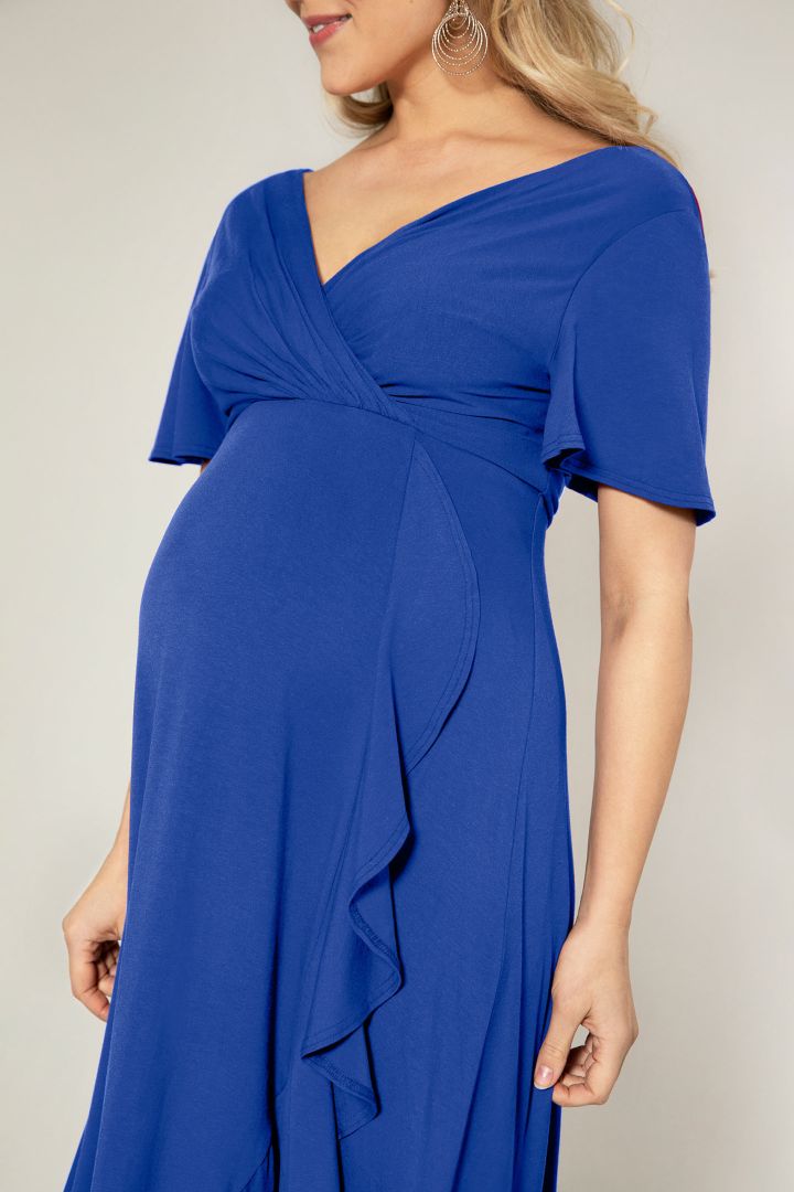 Wasserfall Midi Umstands- und Stillkleid royal blau